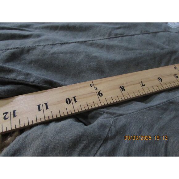 J Jill linen stretch size s elastic bag capri pants dark green great fall color - Picture 5 of 9